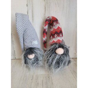 Gnome set plush gray weighted Xmas figure decor pattern unique